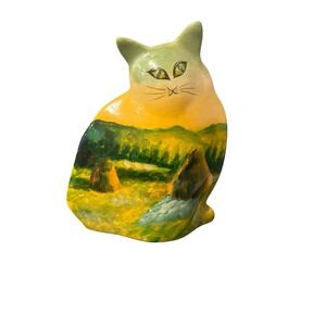 Large Vintage Ganz Hand Painted Cat Vase 9.5"
